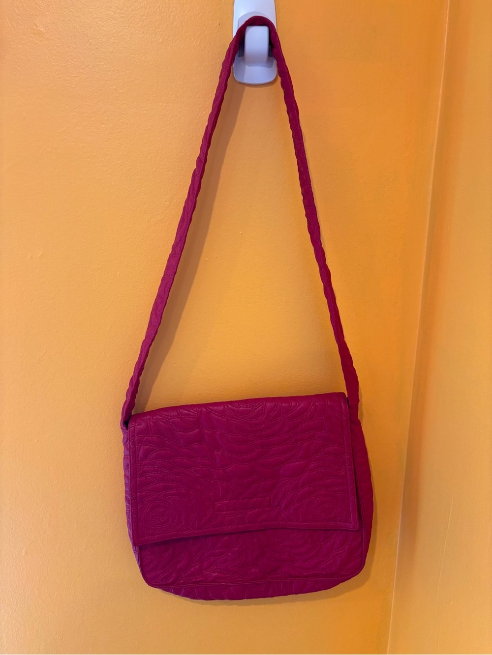 Red Rose Patterned Quilted Crossbody Bag - Women's Shoulder Bag